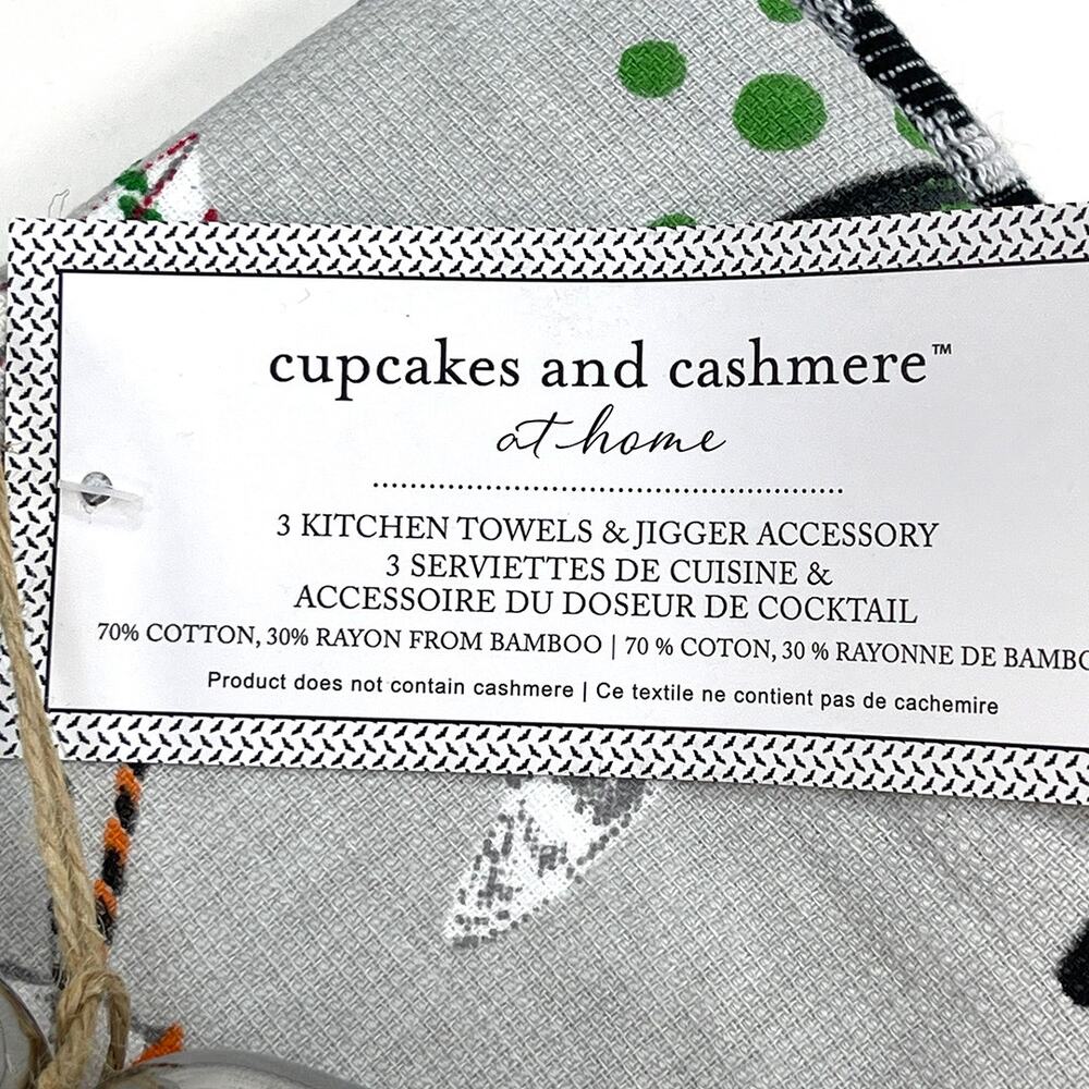 Cupcakes & Cashmere Creepy Cocktail Halloween Kitchen Towels 3-Pc with Jigger - Picture 6 of 6